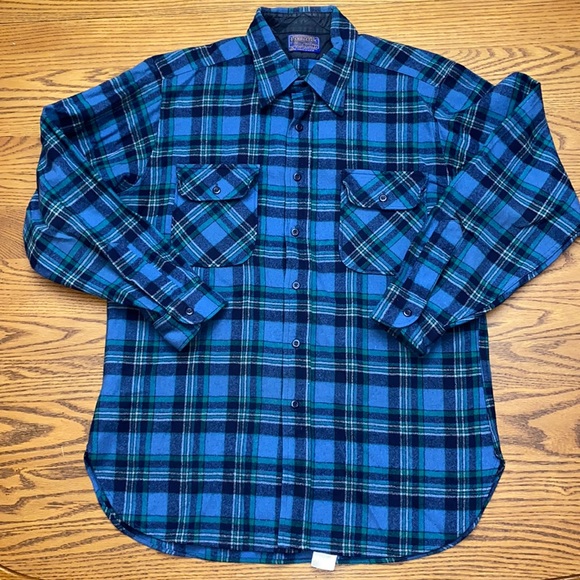 Pendleton Shirts Vintage Like New Pendleton Blue Green Wool Plaid